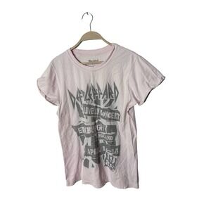 Recycled Karma small pink Knit Shirt Def Leppard Short Sleeve distressed band
